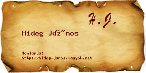 Hideg János névjegykártya